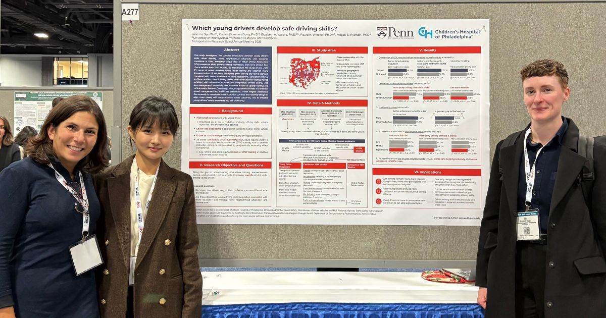 Jasmine Siyu Wu and collaborators presenting research on young drivers’ safe-driving skills